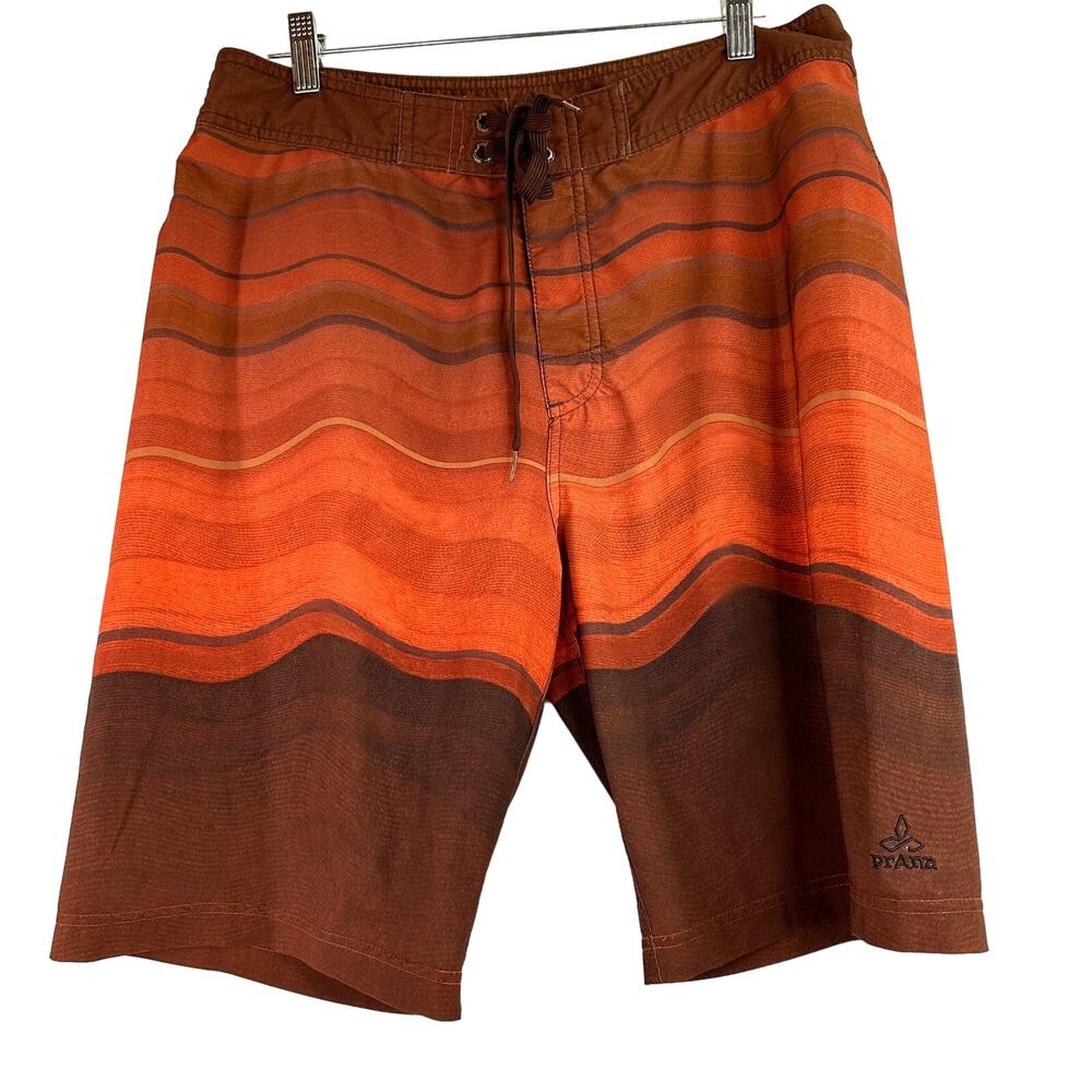 Prana Men's Striped Swim Board Shorts Size 34